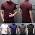 Men's Short Sleeve High Neck T-Shirt Casual Slim Fit Cotton Underwear Top