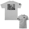 God Family Guns Freedom 2nd Amendment Gun Military Patriotic US Flag T-shirt