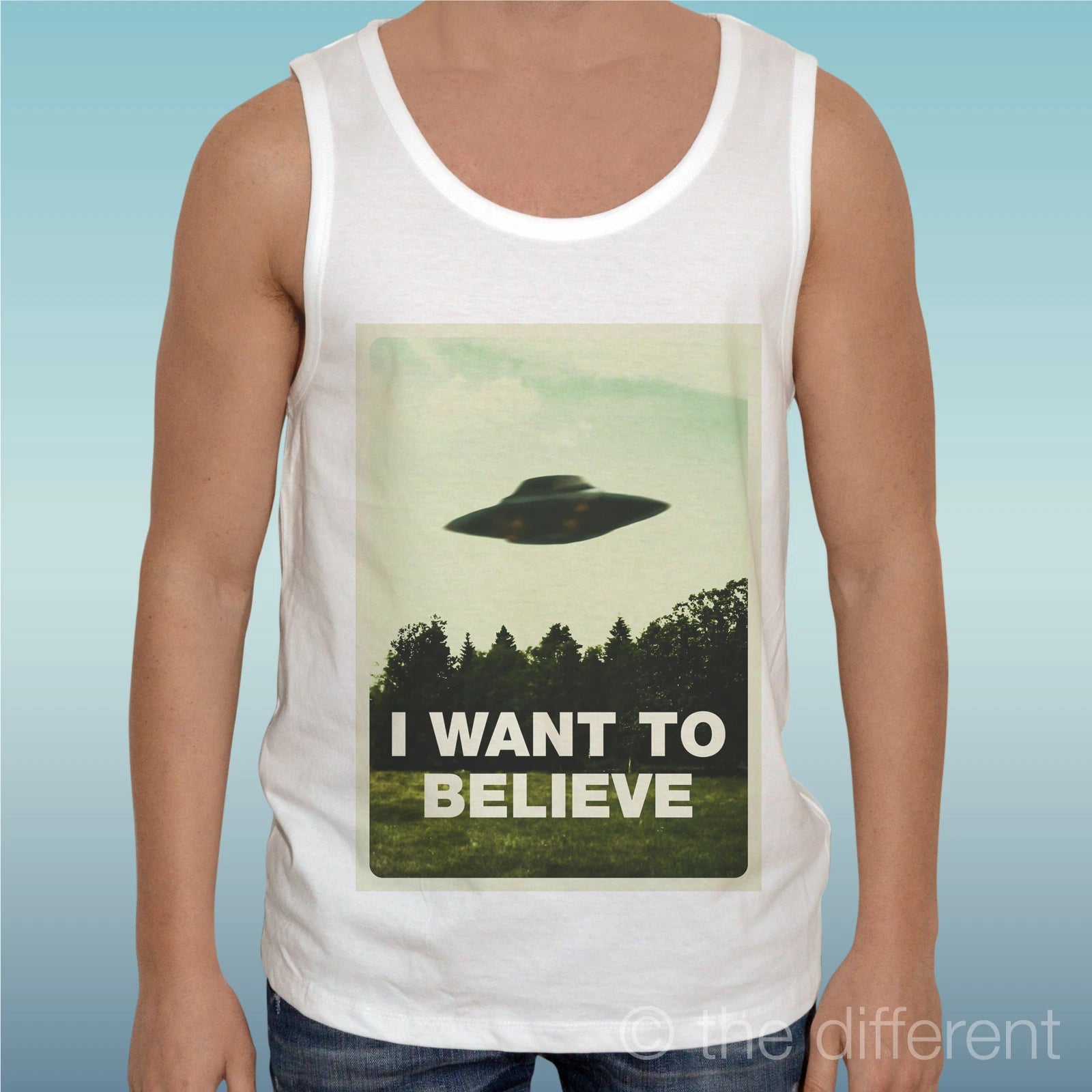 Canotta T-Shirt " UFO Space Writing Believe " Gift Idea