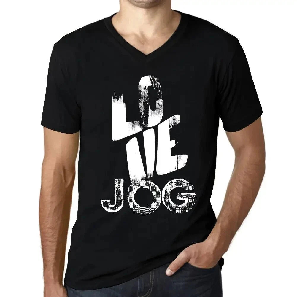 Men's Graphic T-Shirt V Neck Love Jog Eco-Friendly Limited Edition Short Sleeve