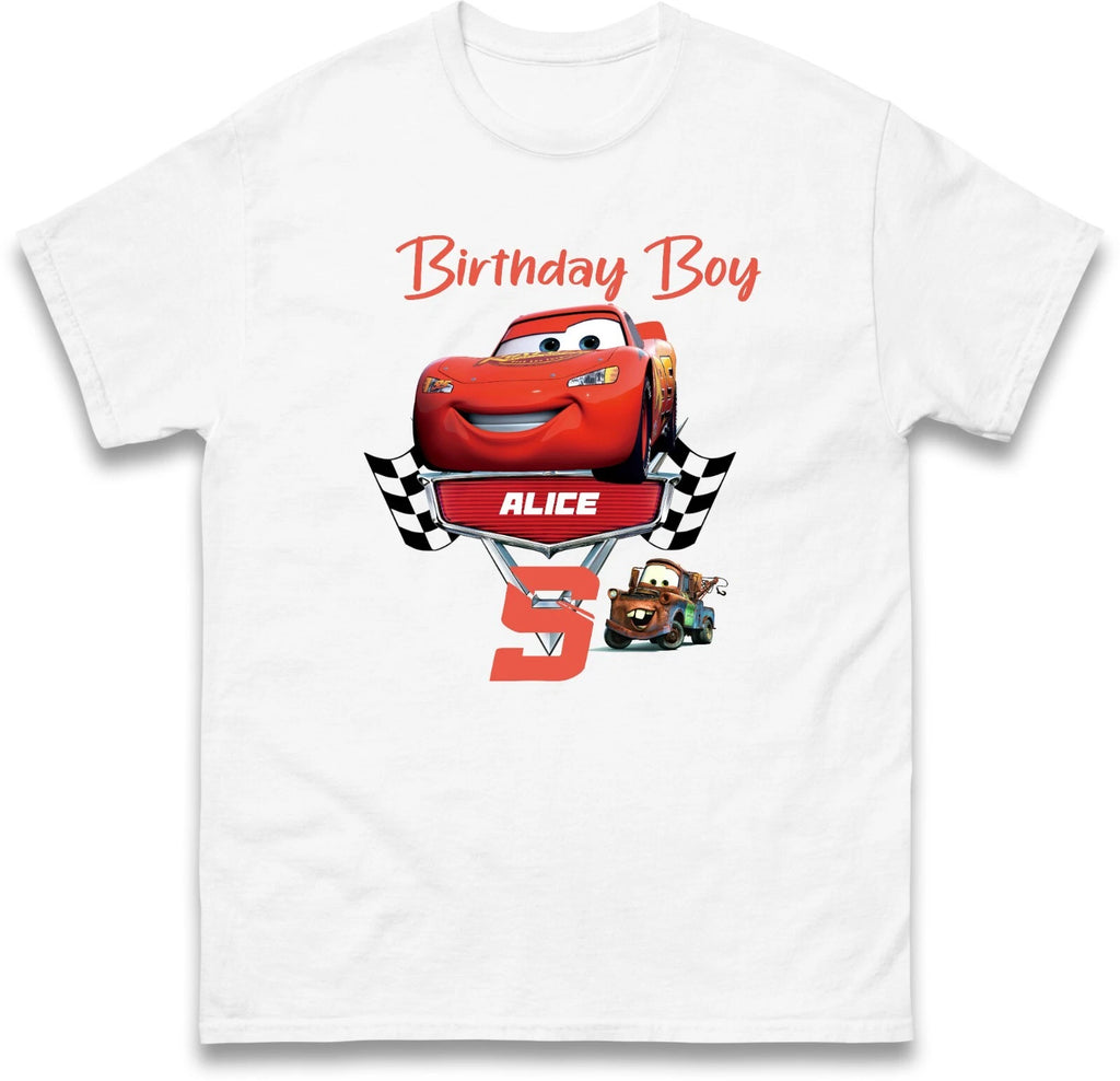 Personalised Printed Cars Birthday T Shirt, Theme Party shirt, Birthday Gift,
