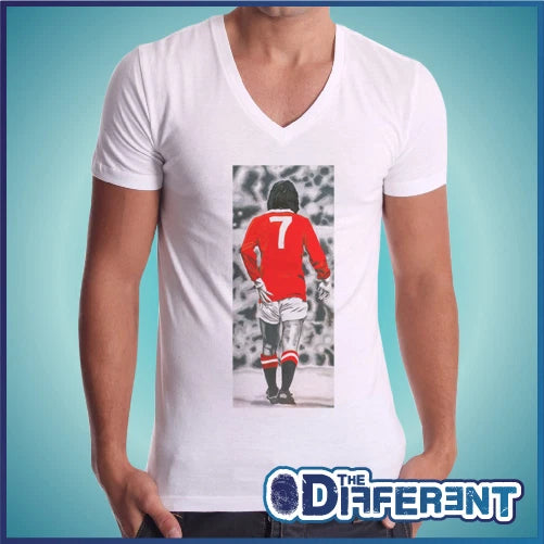 T-shirt V Neck George Best Manchester Gift Idea No Happiness No My T-shirt