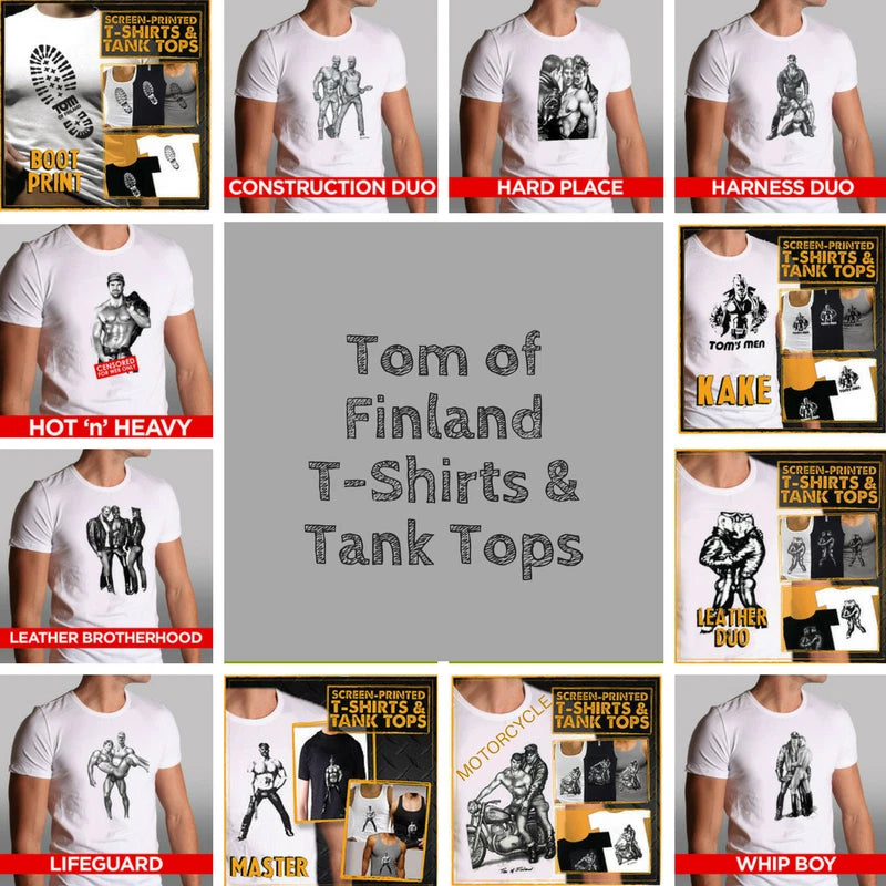 Tom of Finland T-shirts Tank Tops Gay Leather Fetish Muscle Men's Art Fitted Tee