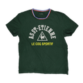 Le Coq Sportif Men's Green Crew Neck Short Sleeve Cotton T-Shirt Size L
