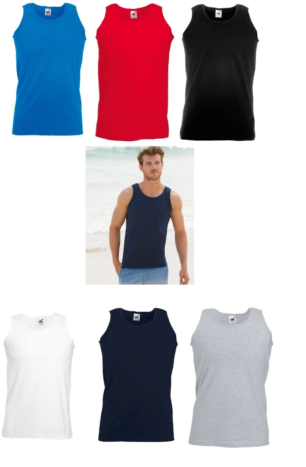5 Or 3 Packs Fruit of The Loom 100% Cotton* Valueweight Athletic Vest Sleeveless