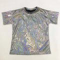 1x Unisex Shiny Holographic Shirt Top Tee Dance Disco Costume Glitter Shirt Top
