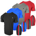 Mens T- Shirt Italian Sport Stripe Sleeves Badge V-Neck Slim Fit Stretch Casual
