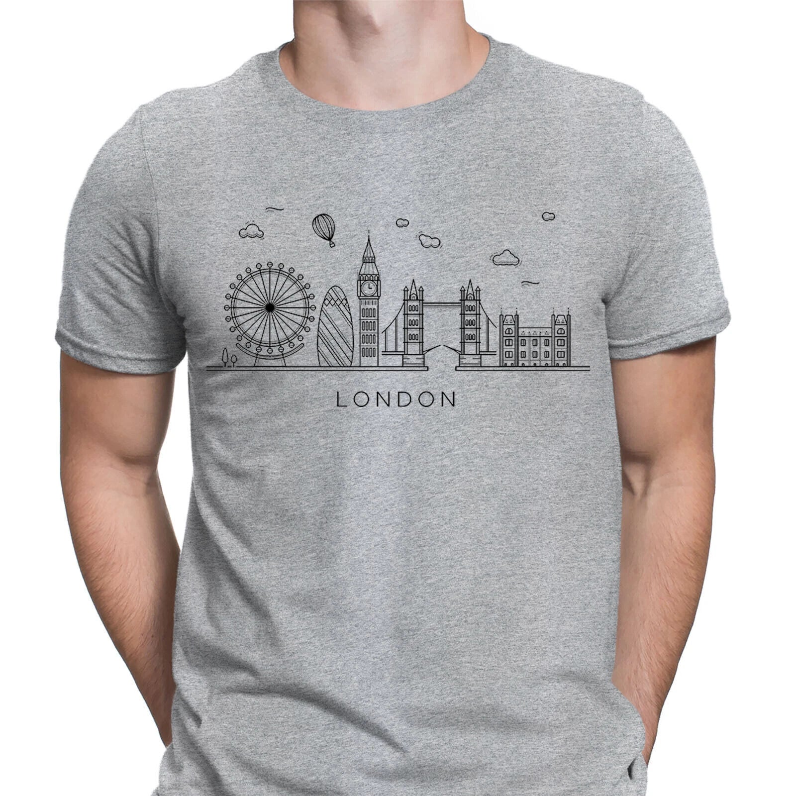 London Skyline England UK Tower Souvenir Cute Gift Mens T-Shirts Tee Top #6ED