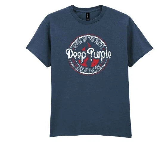 Deep Purple "Smoke on the watter" Blue Dusk T-Shirt  ultra cotton short sleeve