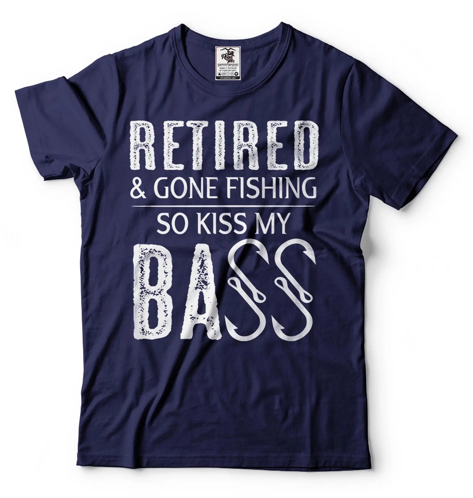 Mens Retired Shirt Gone Fishing So Kiss My Bass Shirt Fishing Joke Shirt For Dad