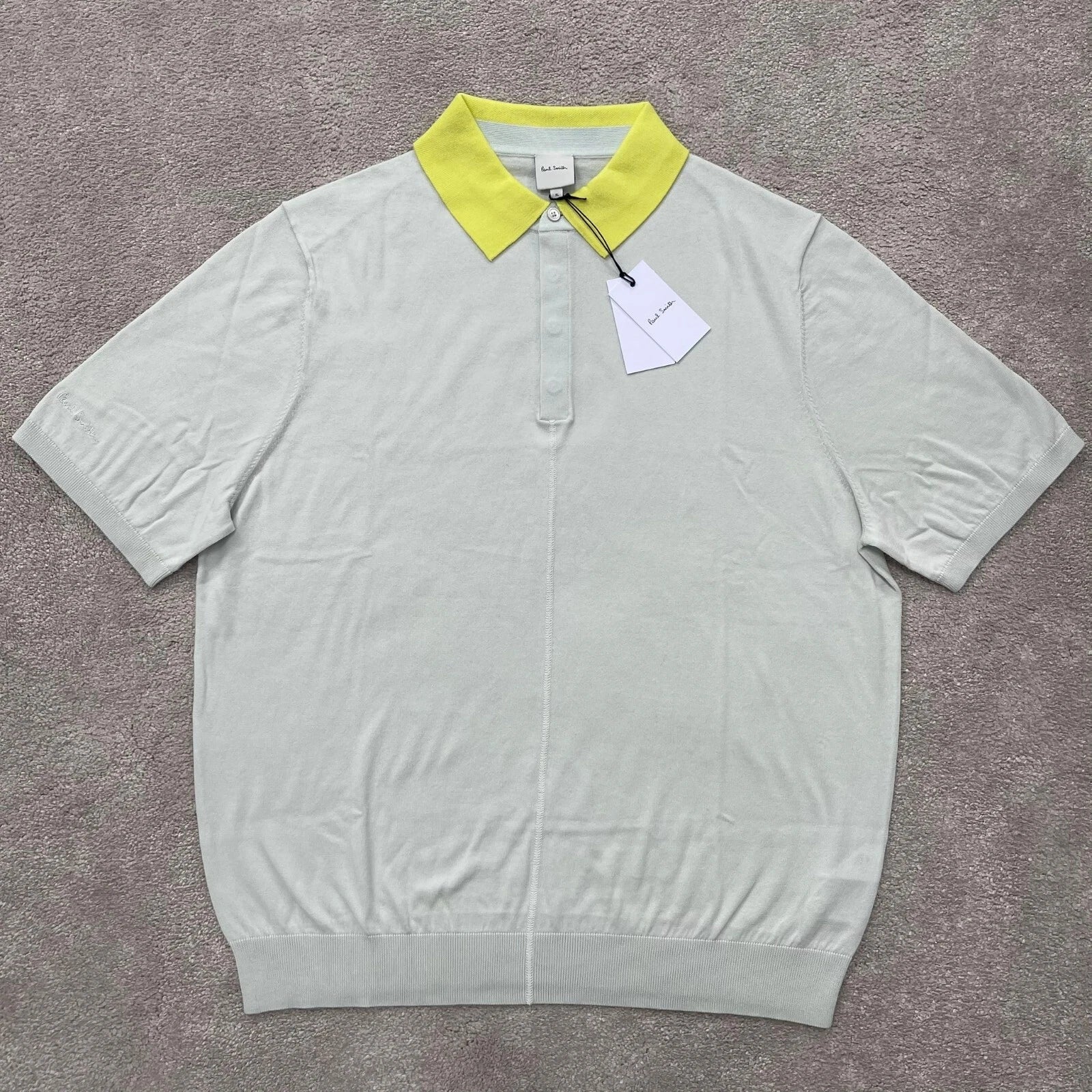 PS PAUL SMITH Mens Pullover SS Polo T Shirt Cotton XL  Mint Yellow BNWT RRP £195