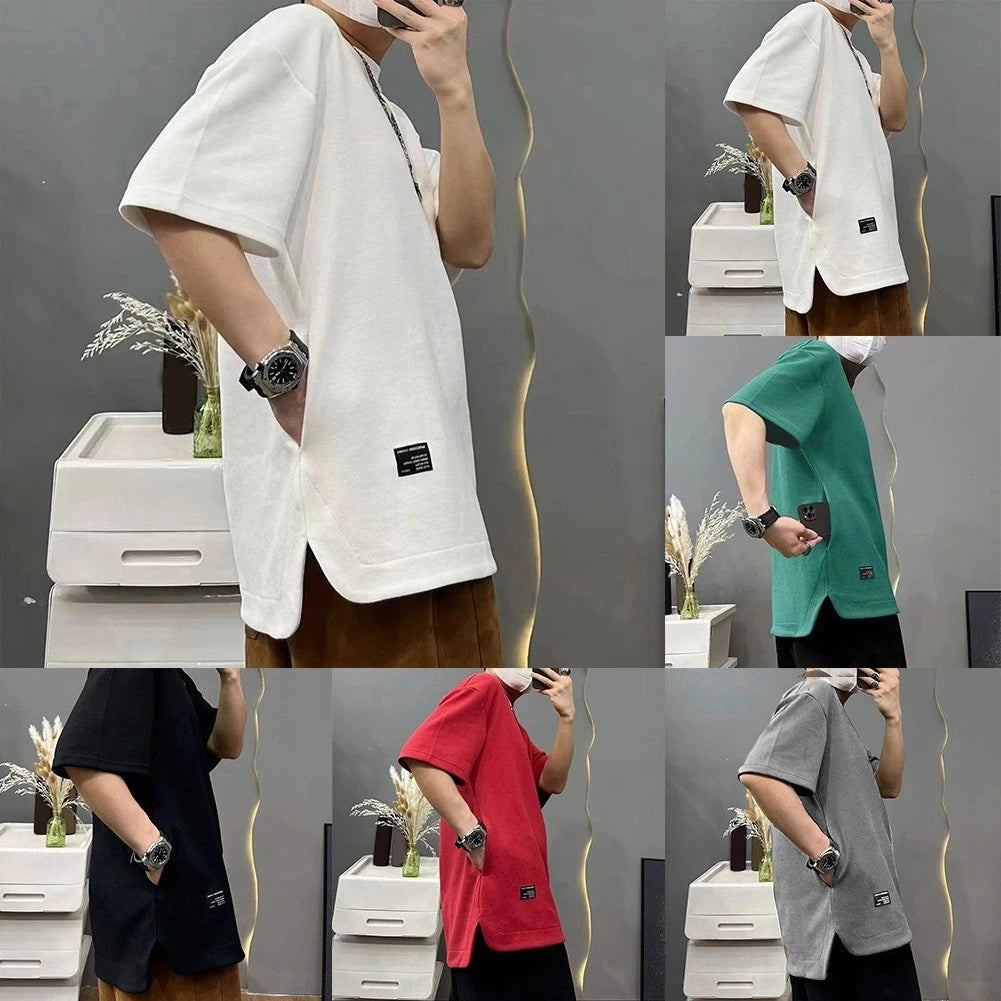 Stylish Hidden Pocket T Shirt for Men with Five Point Sleeves and O Neck
