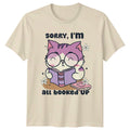 Sorry, I'm All Booked Up Cat Reading T-Shirt, Cute Book Lover Tee