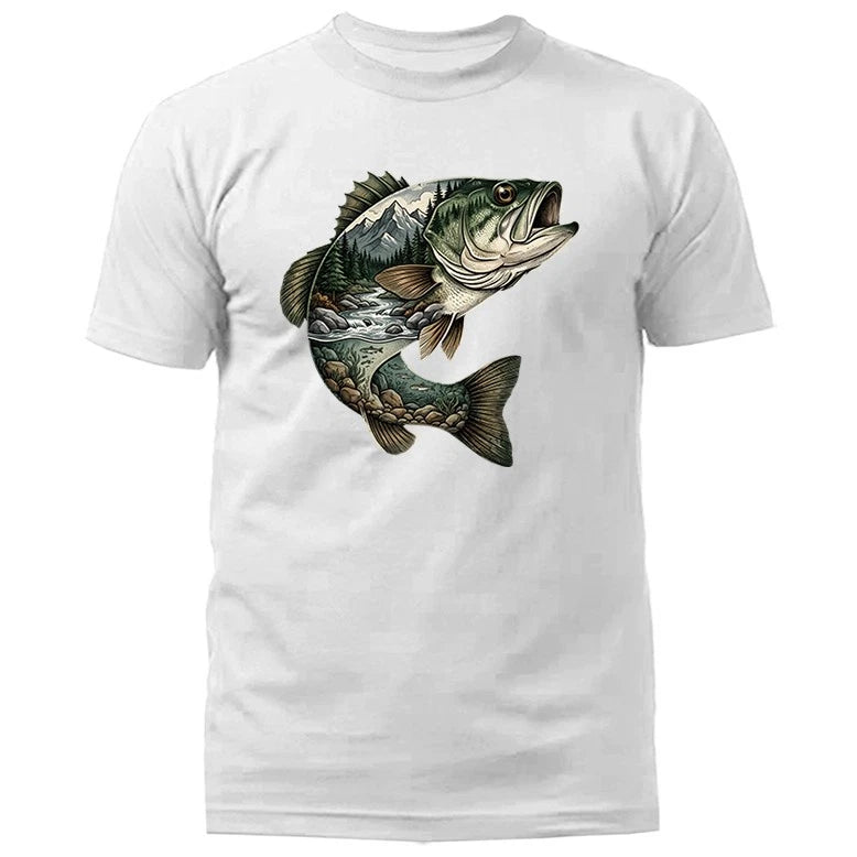 Mountain River Bass Fishing Outdoor Sports T-Shirt