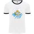Torn San Marino Flag Sammarinese Day Football Mens Ringer T-Shirt