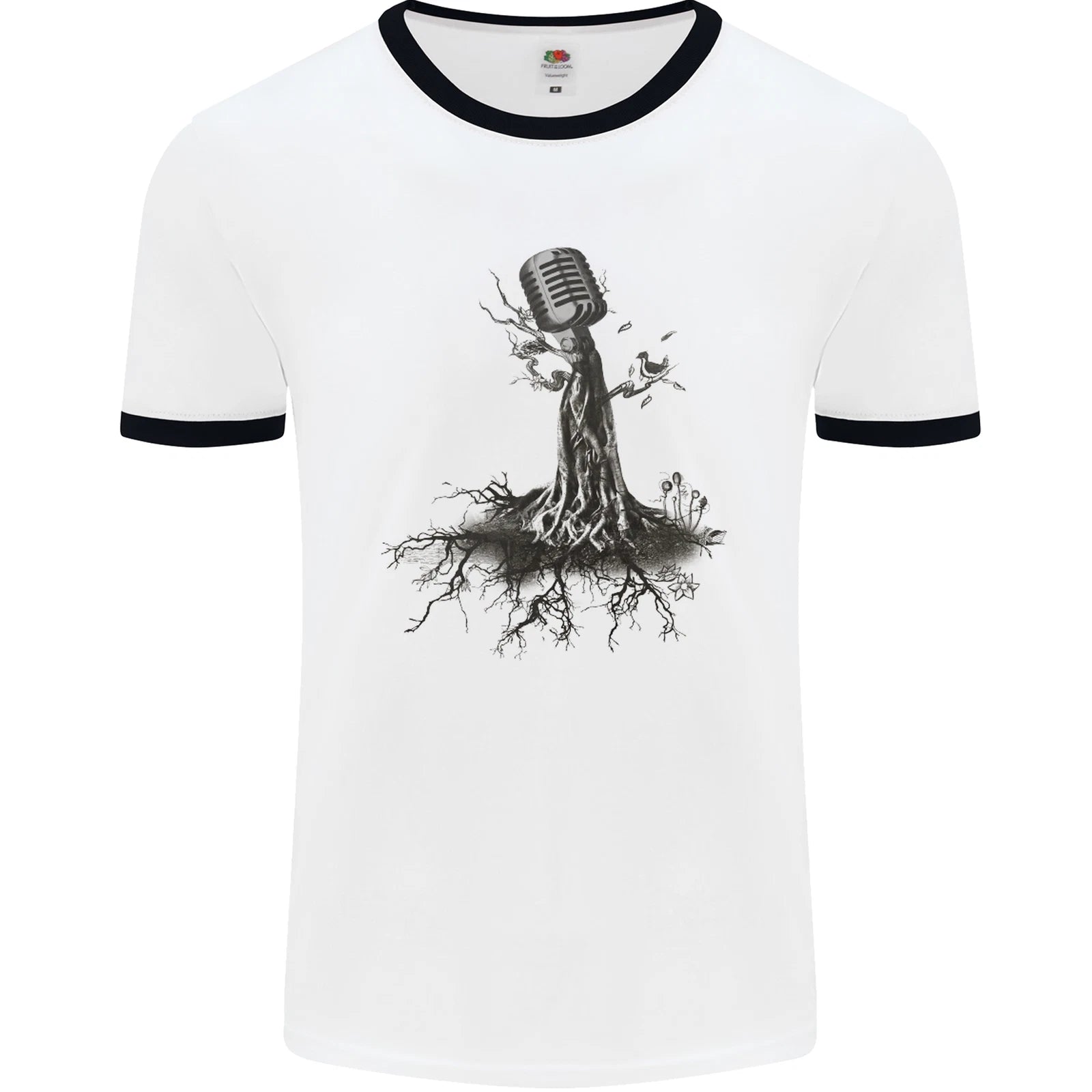 Microphone Tree Music Singing Singer Mens Ringer T-Shirt