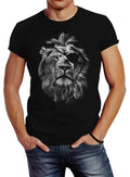 Cool men's T-Shirt lion print motif slim fit Neverless ®