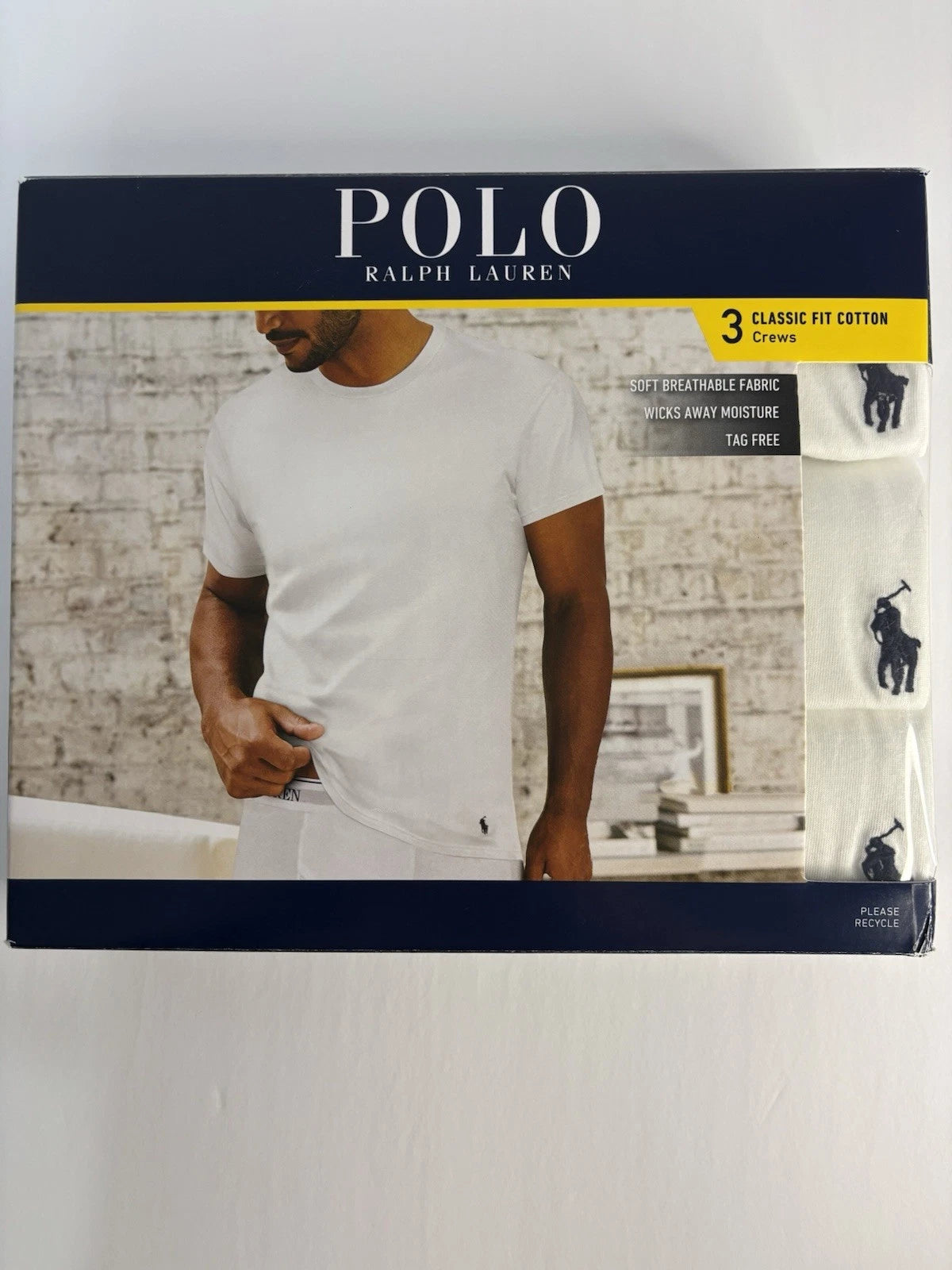 Polo Ralph Lauren NCCNP3 Classic Fit 100% Cotton Crew T-Shirt-M- 3 Pack 1F
