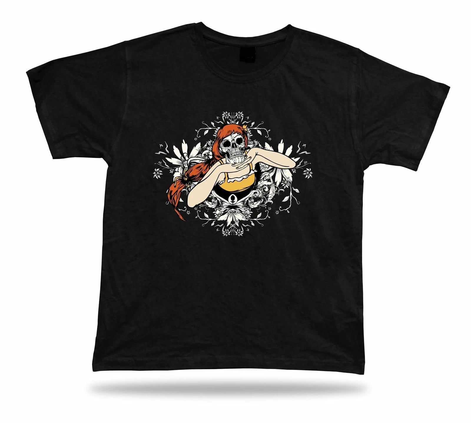 Skeleton Headed Girl Floral T shirt tee stylish modern unique awesome design