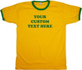 Custom Printed Ringer T-Shirt - 70s Style, Retro Font, Slogan Tee, S-XXL