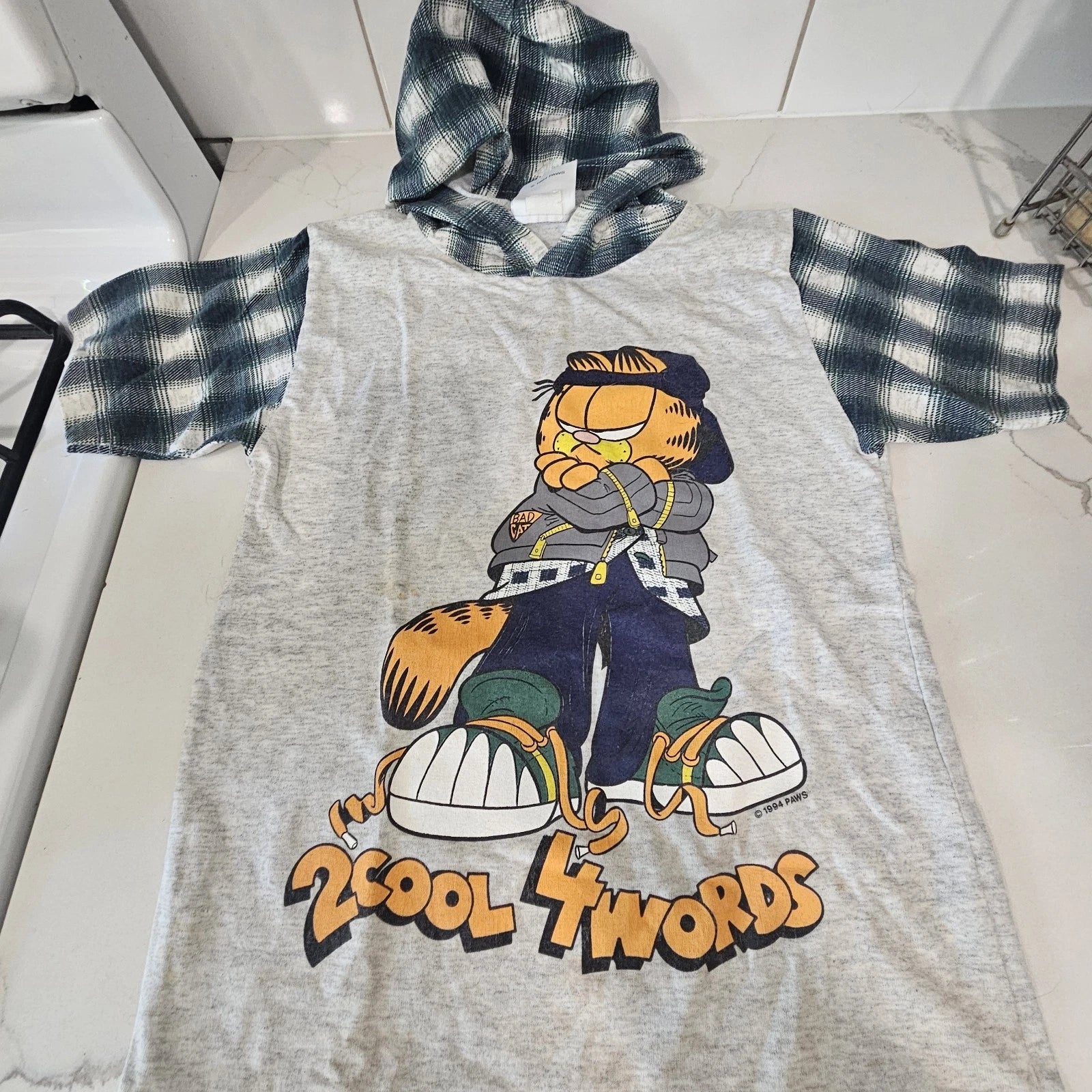 RARE!!! Vintage 90's Garfield Hooded Tee Street Drip Style