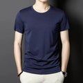 Minimalist Pullover Men's Slim Fit Round Neck Solid Color Short Sleeve Tee