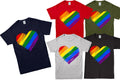 Unisex Mens Womens Gay Pride T-Shirt  Tee Quality Retro Heart Strip Rainbow LGBT