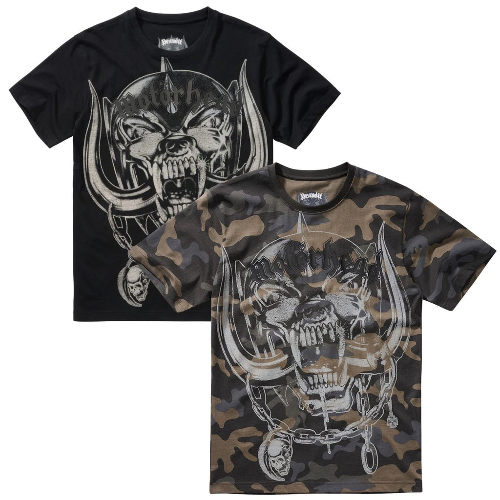 Brandit Motörhead Warpig Print 100% Cotton Tee Men Music Rock Legends New Black