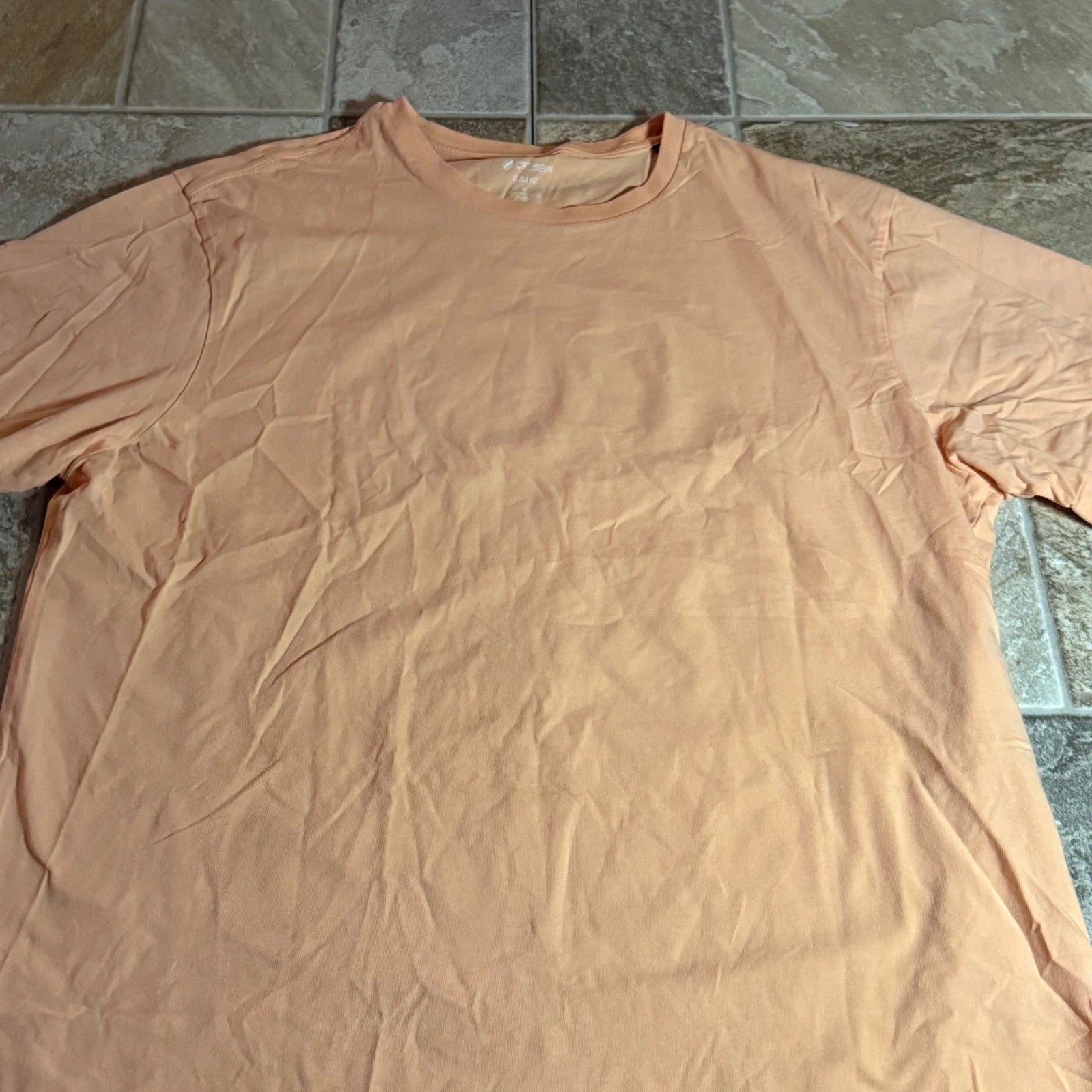 Cremieux Slim Fit Mens T-Shirt Peach Orange Short Sleeve Crewneck Logo Size L