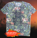 Predator Arnold Schwarzenegger Hawaiian shirt Floral Print 80s tees Jungle
