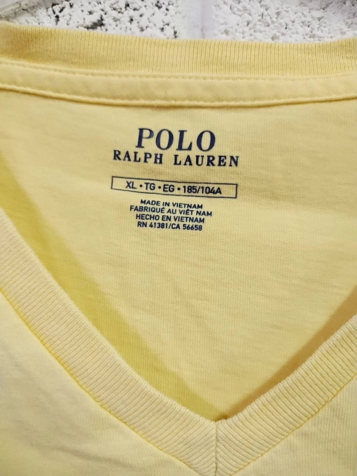 Ralph Lauren Polo Yellow V Neck Short Sleeve Single Stitch T Shirt Size XL