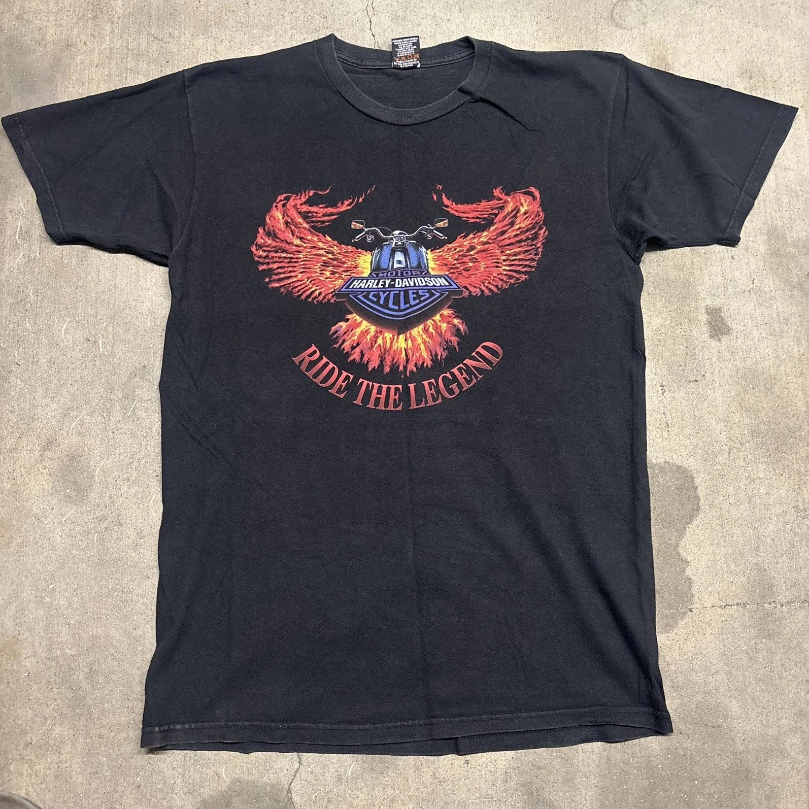 Vintage Harley Davidson Ride The Legend Flames Hartford, Connecticut Graphic Tee