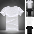 Mens Short Sleeve V Neck Slim Fit Gym Sports T-shirt Top Basic Tee Black White