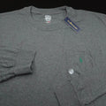 POLO RALPH LAUREN CREW T-SHIRT -3XB BIG 3XL- GRAY HEATHER LONG SLEEVE GREEN PONY