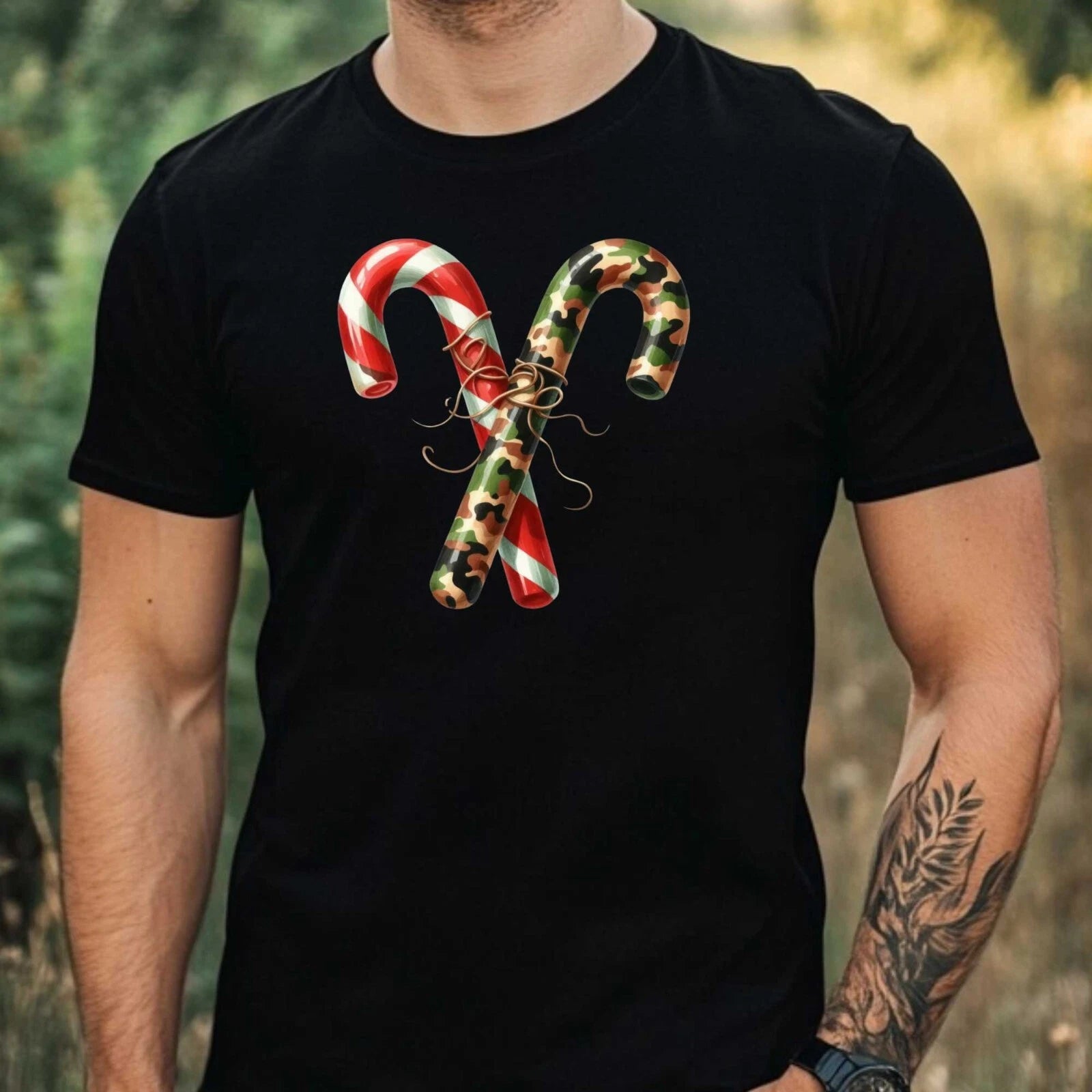 Mens Merry Christmas Camouflage Motif Cotton T-Shirt Size XS to 5XL