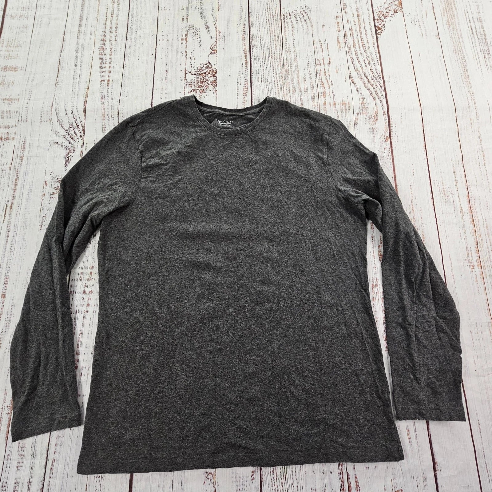 Structure Gray Long Sleeve Modern Fit Cotton Spandex T-Shirt Men's XL