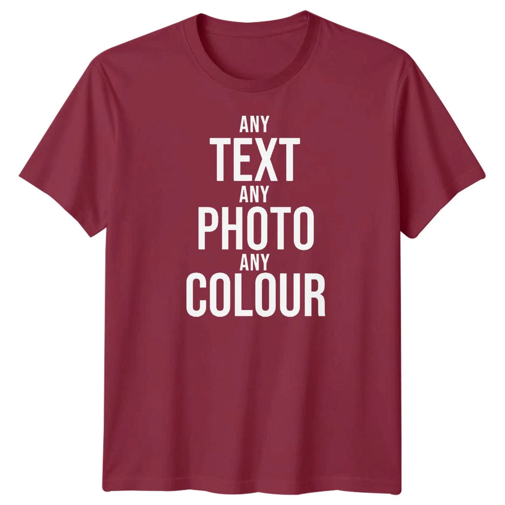 Personalised T-Shirt Custom Photo Logo TexT-Shirt Printed Stag Do Hen Party Tee