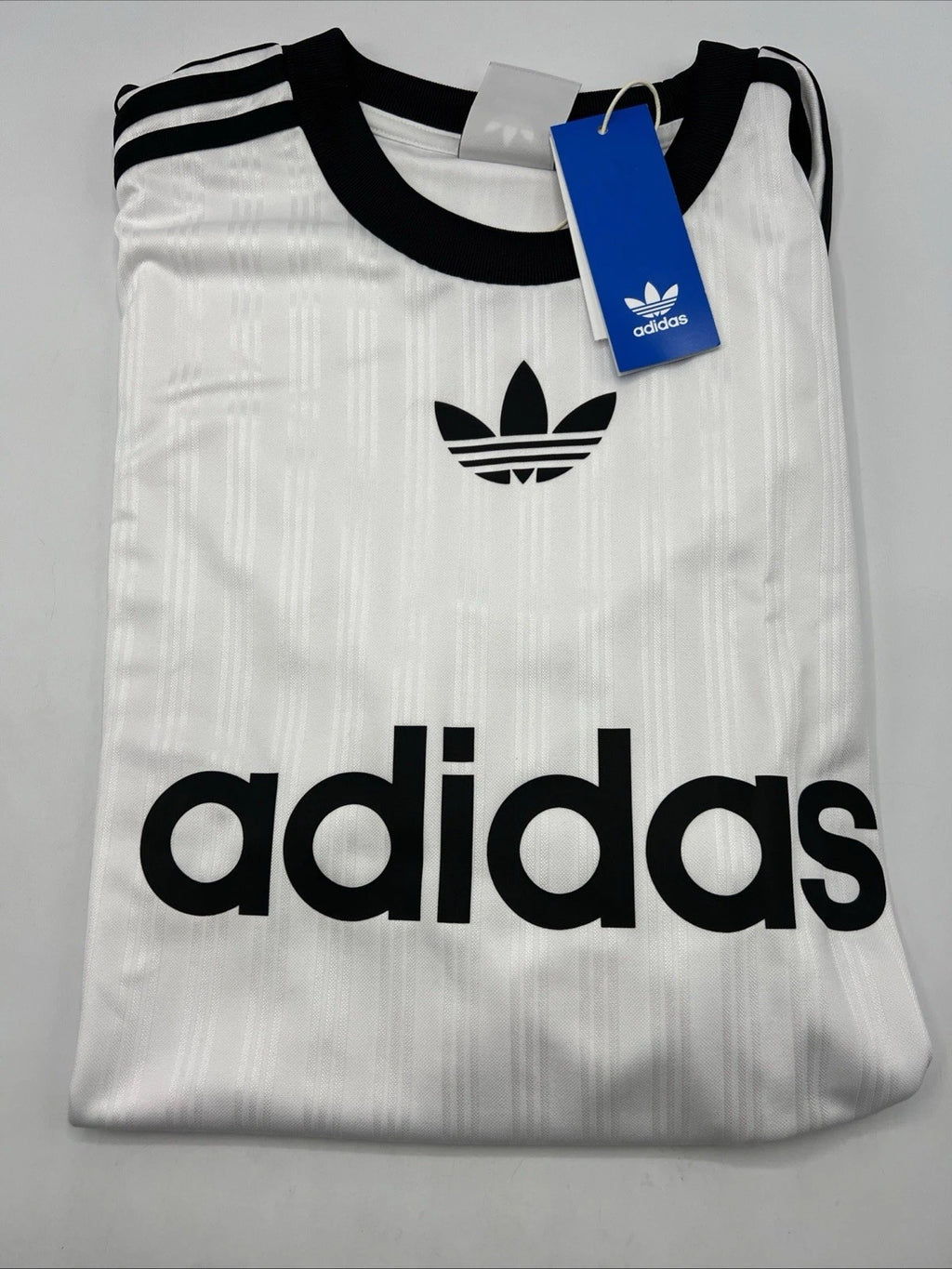 adidas originals Adicolor Poly Tee  Men's Size Large White Black Stripes Shirt
