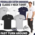 Personalised Custom Embroidered Unisex Classic V Neck T-shirt Short Sleeve