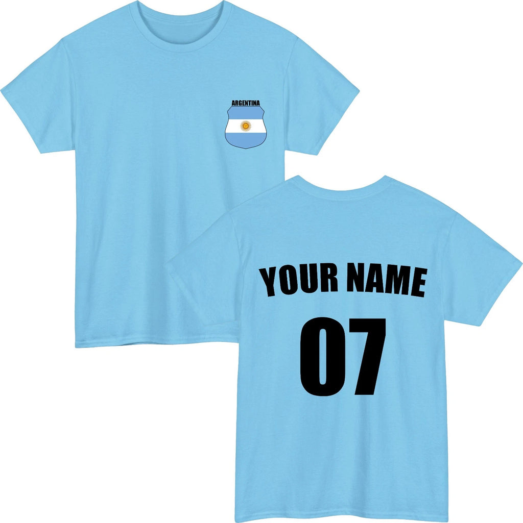 Personalised Argentina Football T-Shirt Custom Name Number Fan Unisex Tee Top