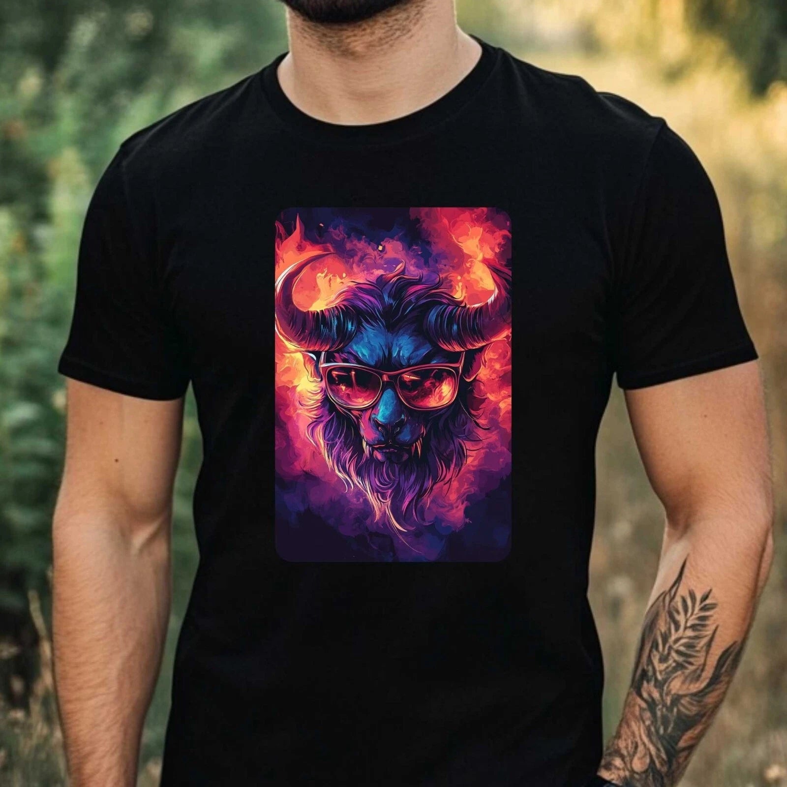Mens Demon Sunglasses Print Cotton T-Shirt Size XS to 5XL
