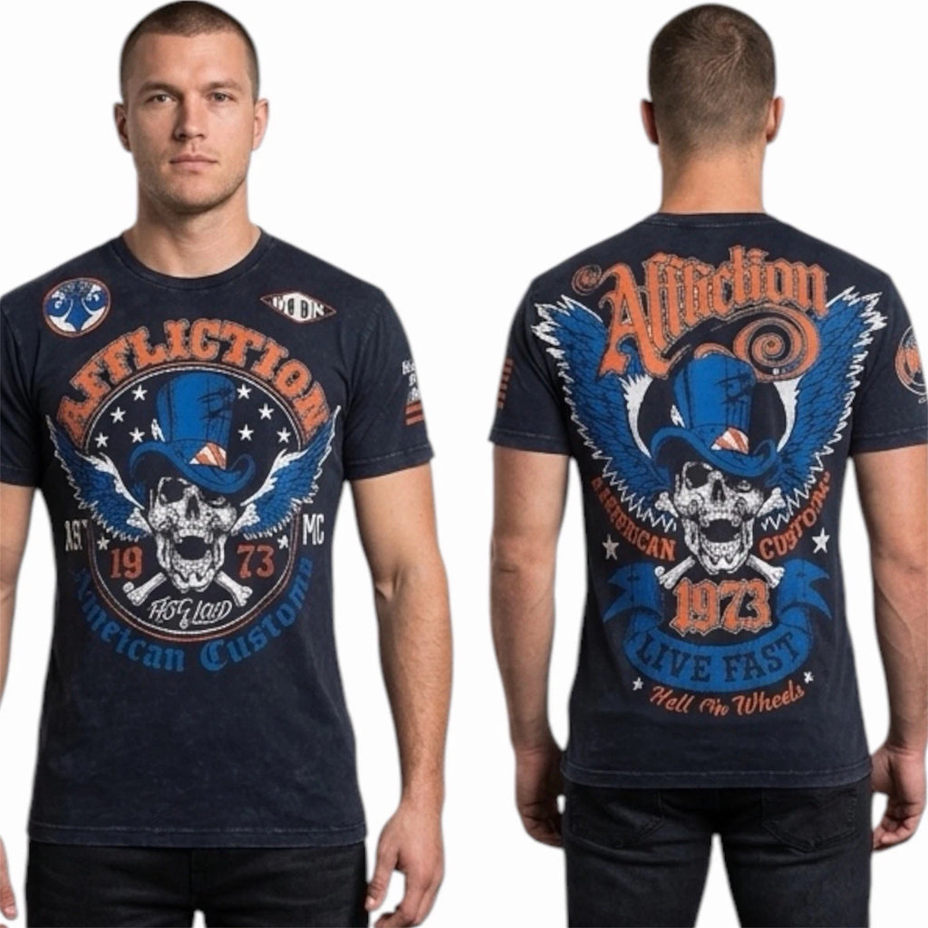 $58 AFFLICTION American Customs STRAIGHT SIX Short Sleeve Slim Fit T-shirt NWT