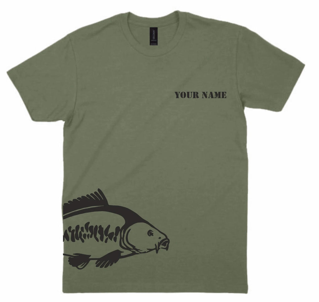 Personalised Carp Fishing T Shirt Custom Name Angler Fisherman Gift