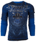 Xtreme Couture by Affliction Men's Thermal Shirt HONORABLE Wing Biker Blue