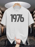 Men's Vintage 1976 Graphic T-Shirt Casual Crew Neck Short Sleeve Summer Tee
