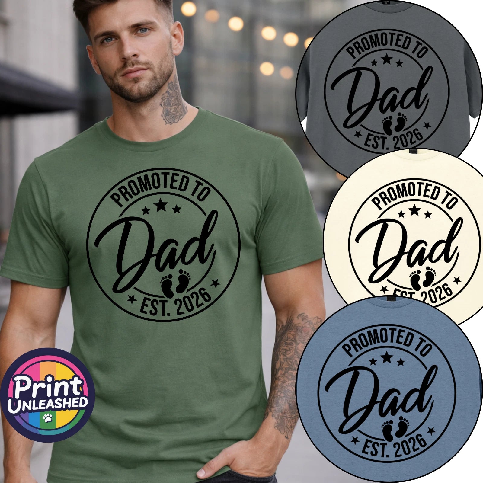 Promoted To Dad EST 2026 T Shirt New Dad Gift Dad To Be Announcement Tee S-2XL