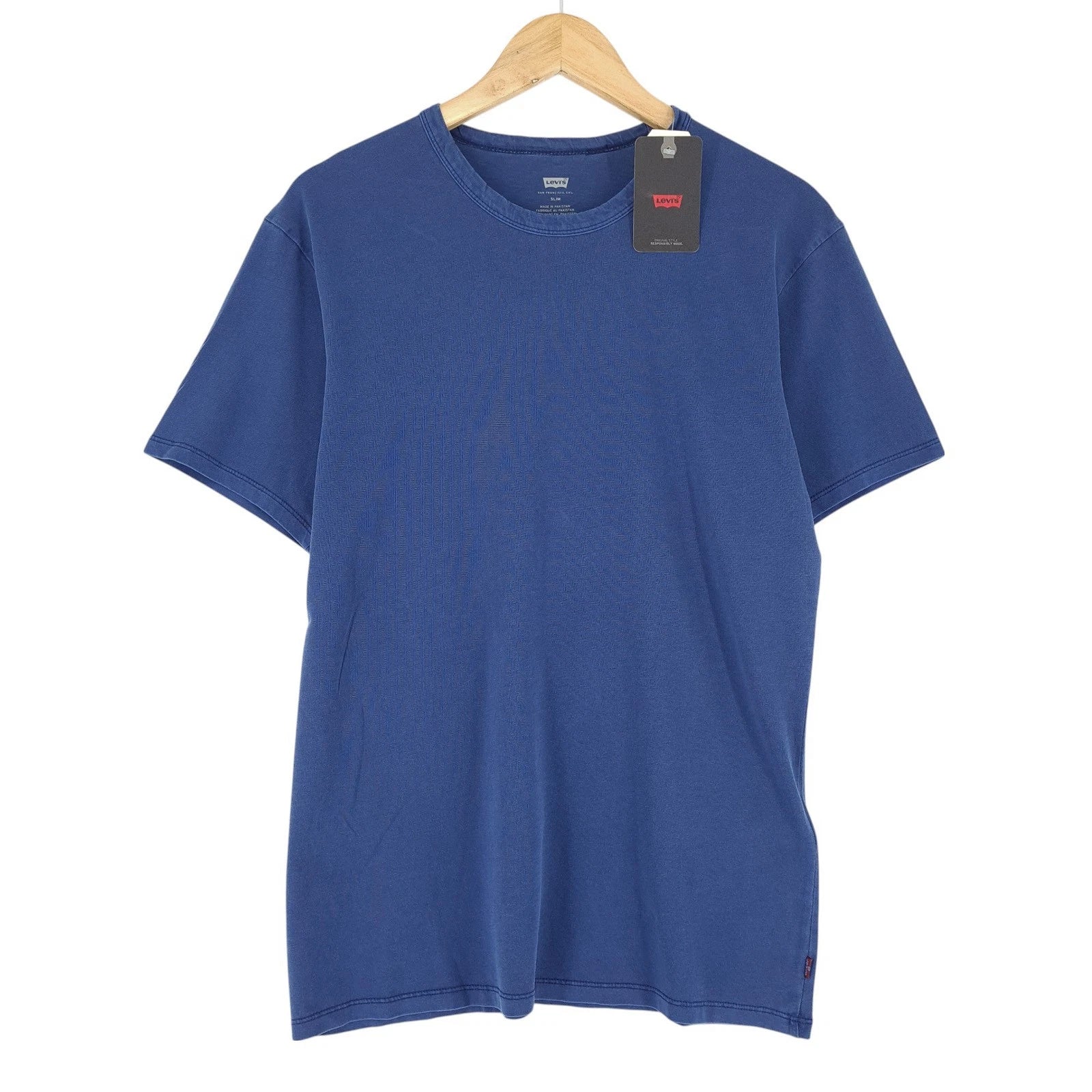 Levi's Men Slim Fit T-Shirt Blue Cotton Short Sleeve