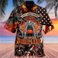 Mens Button Down Biker Motorcycle Graphic Hawaiian Top Novelty Holiday Shirt