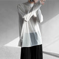 Men Punk Mesh Sheer Top Long Sleeve T-shirt Hip Hop Turtle Neck Gothic Club Thin