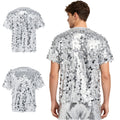 Men T-shirt Disco Dance Top Music Festivals Tee Daily Wear Glitter Summer Jazz